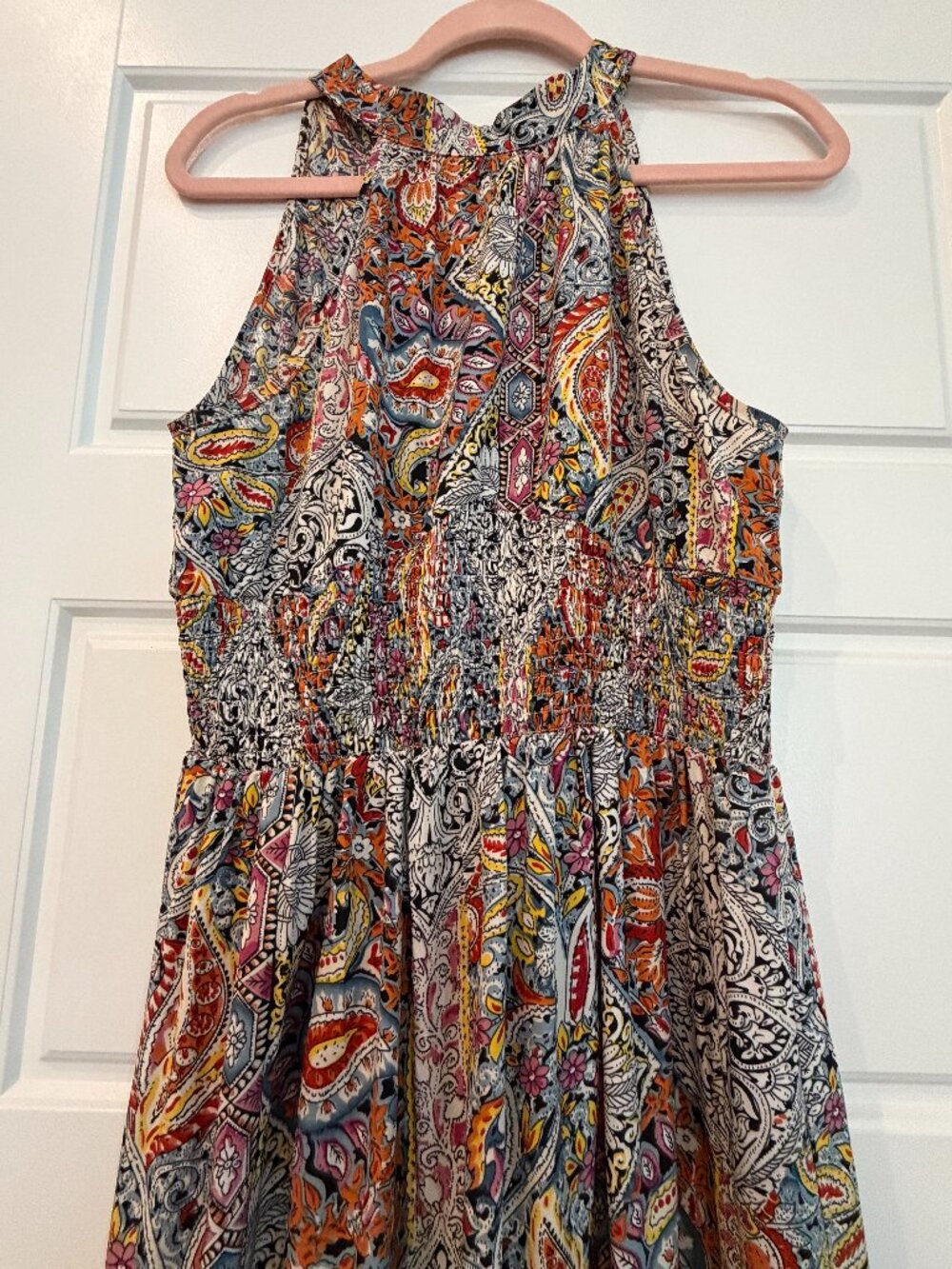 Paisley Halter Maxi Dress – Smocked Waist Boho Dress